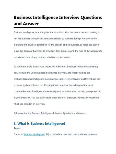 business intelligence interview questions pdf.